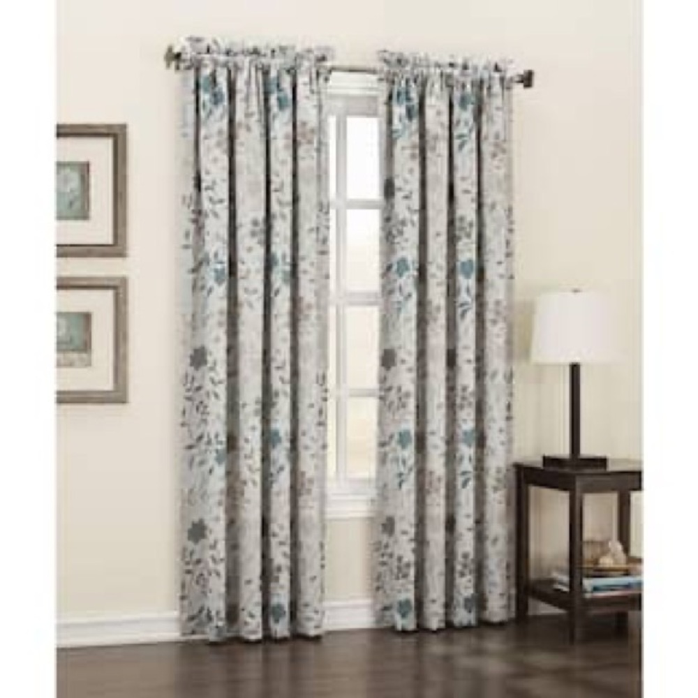 Only One. Missed part. Elegant Floral Curtains in Gray and Blue